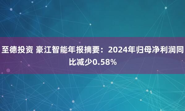 至德投资 豪江智能年报摘要:2024年归母净利润同比减少0.58%