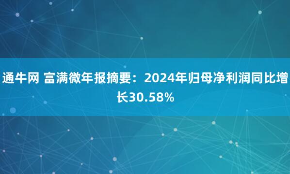 通牛网 富满微年报摘要:2024年归母净利润同比增长30.58%