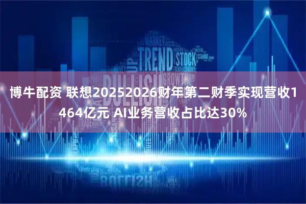 博牛配资 联想20252026财年第二财季实现营收1464亿元 AI业务营收占比达30%